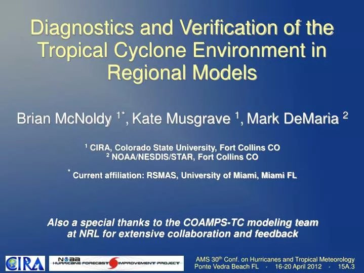 diagnostics and verification of the tropical cyclone environment in regional models