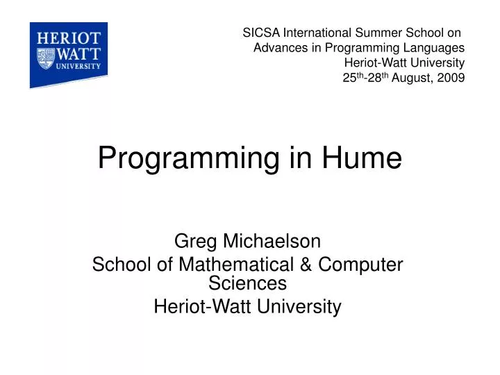 programming in hume