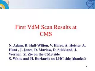 First VdM Scan Results at CMS