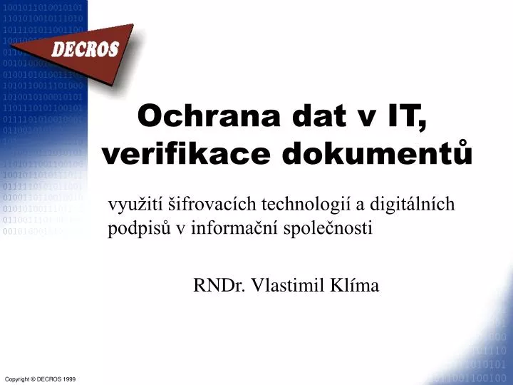 ochrana dat v it verifikace dokument