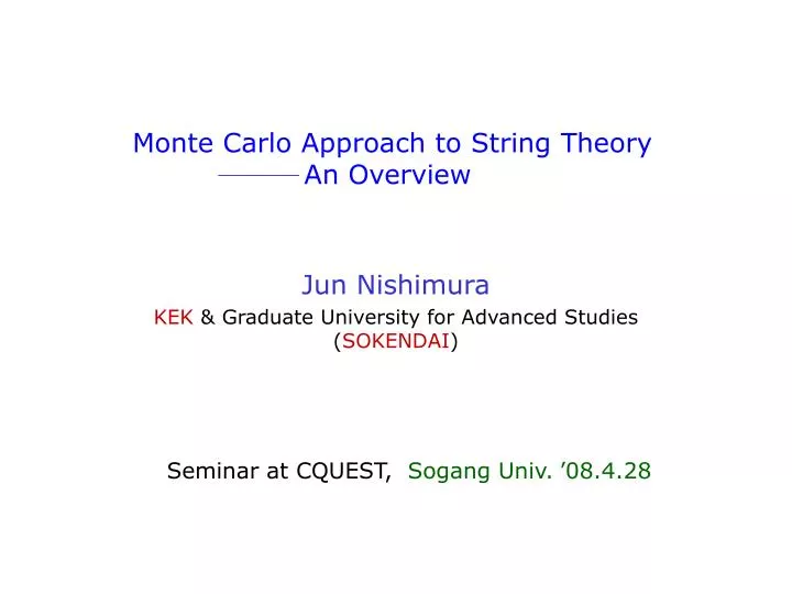 monte carlo approach to string theory an overview