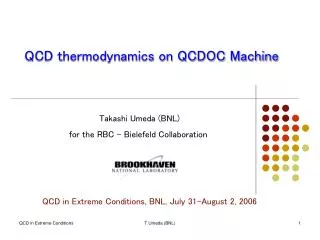 QCD thermodynamics on QCDOC Machine