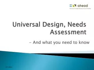 Universal Design, Needs Assessment