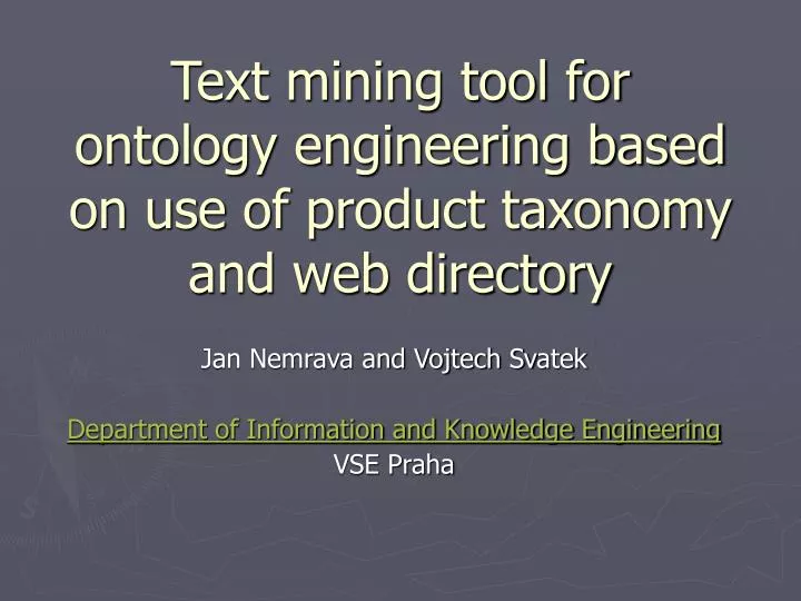 text mining tool for ontology engineering based on use of product taxonomy and web directory