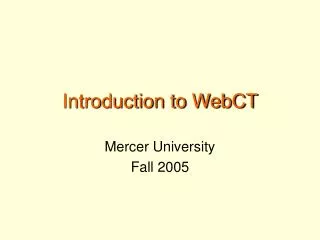 Introduction to WebCT