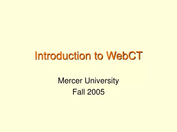 introduction to webct