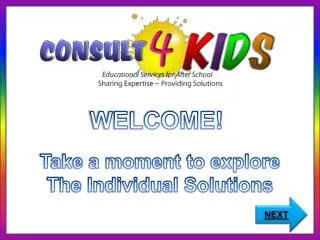 WELCOME! Take a moment to explore The Individual Solutions