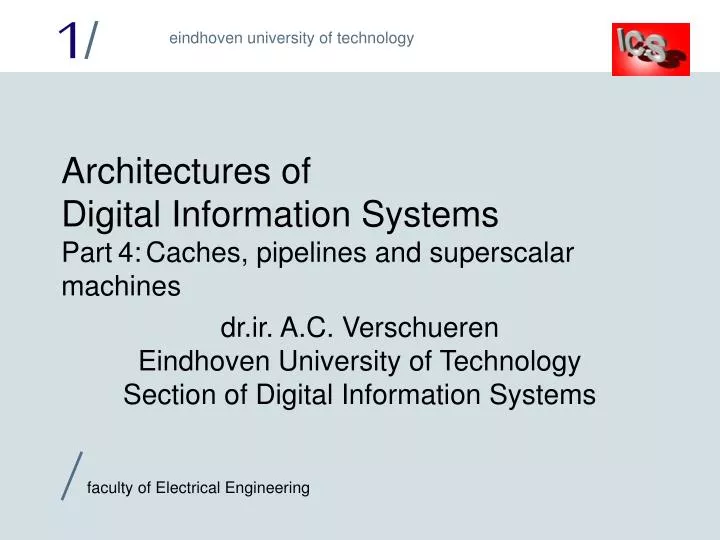 architectures of digital information systems part 4 caches pipelines and superscalar machines