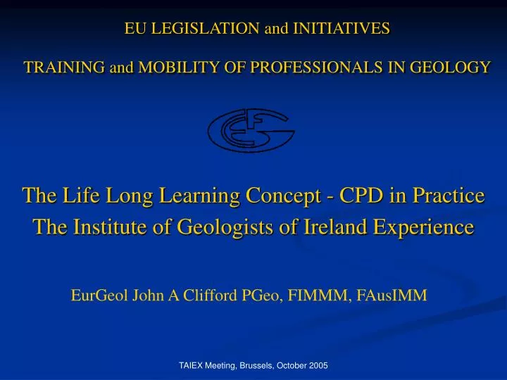 eu legislation and initiatives training and mobility of professionals in geology