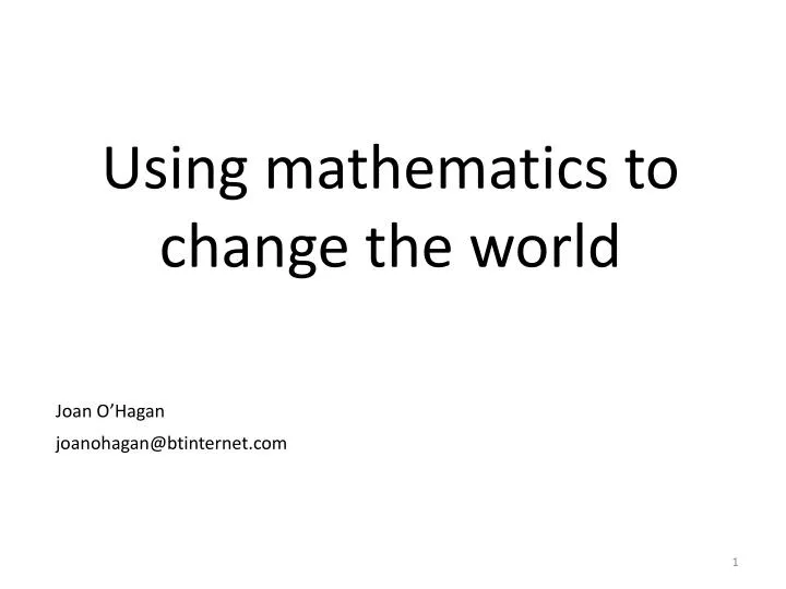 using mathematics to change the world