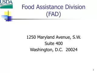 Food Assistance Division (FAD)