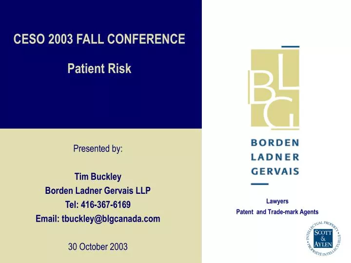 ceso 2003 fall conference patient risk