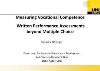 Measuring Vocational Competence Written Performance Assessments beyond Multiple Choice