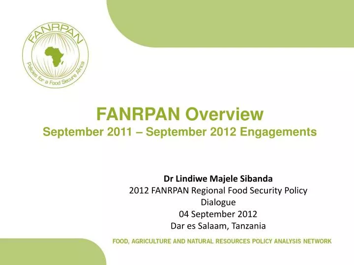 fanrpan overview september 2011 september 2012 engagements