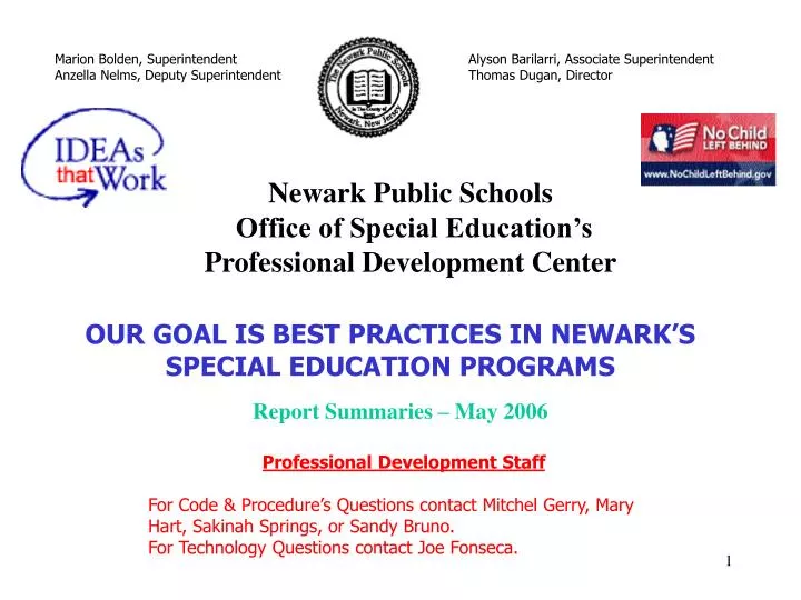 newark public schools office of special education s professional development center