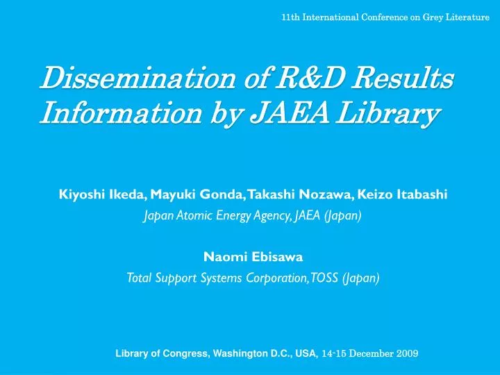 dissemination of r d results information by jaea library