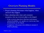 Overview Planning Models - slide 1