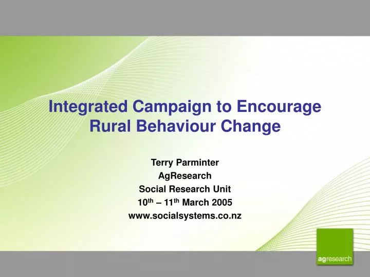 integrated campaign to encourage rural behaviour change
