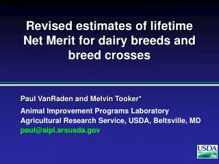 Revised estimates of lifetime Net Merit for dairy breeds and breed crosses