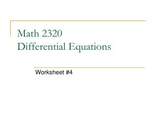 Math 2320 Differential Equations