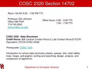 COSC 2320 Section 14702