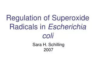 Regulation of Superoxide Radicals in Escherichia coli