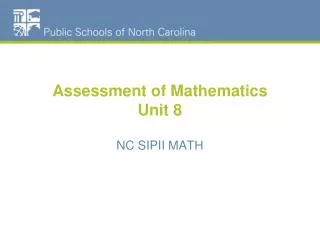 Assessment of Mathematics Unit 8
