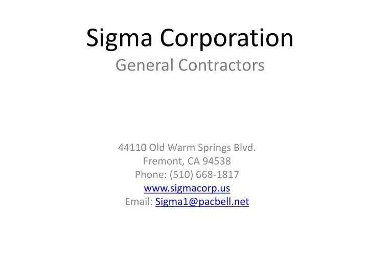 sigma corporation general contractors