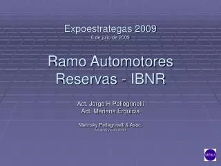 Expoestrategas 2009 6 de julio de 2009 Ramo Automotores Reservas - IBNR