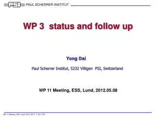 WP 3 status and follow up