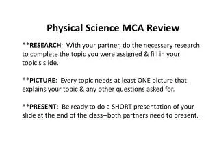 Physical Science MCA Review