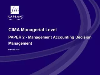CIMA Managerial Level