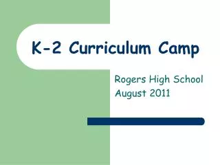 K-2 Curriculum Camp