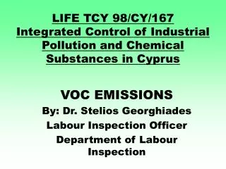 LIFE TCY 98/CY/167 Integrated Control of Industrial Pollution and Chemical Substances in Cyprus