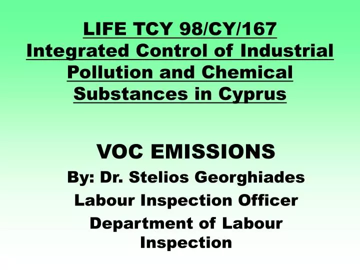 life tcy 98 cy 167 integrated control of industrial pollution and chemical substances in cyprus