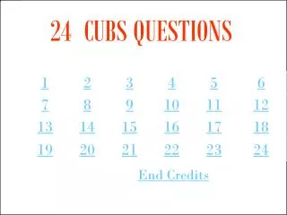 24 CUBS QUESTIONS