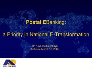 Postal E Banking: a Priority in National E-Transformation