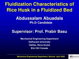 Fluidization Characteristics of Rice Husk in a Fluidized Bed