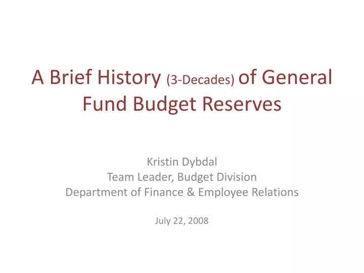 a brief history 3 decades of general fund budget reserves
