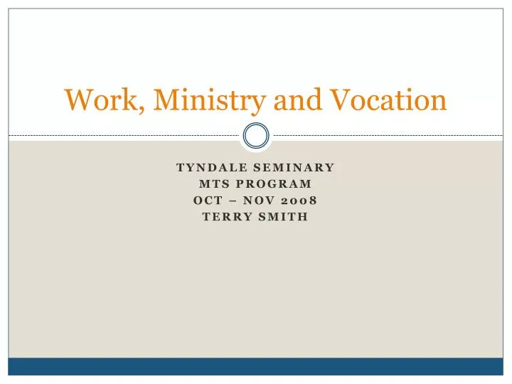 work ministry and vocation
