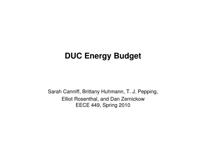duc energy budget