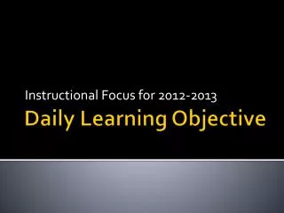 Daily Learning Objective