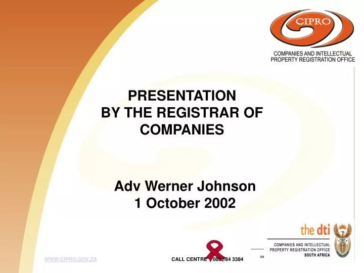 presentation by the registrar of companies