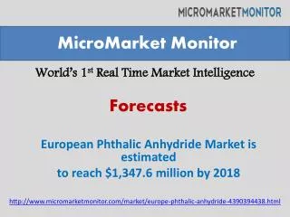 European Phthalic Anhydride Market to reach $1,347.6 million
