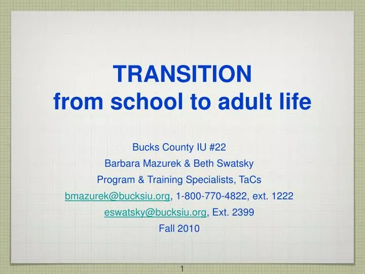 transition from school to adult life