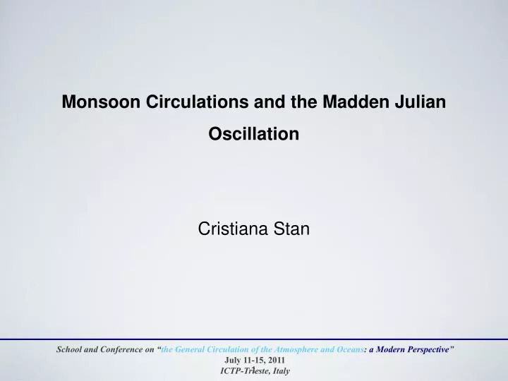 monsoon circulations and the madden julian oscillation