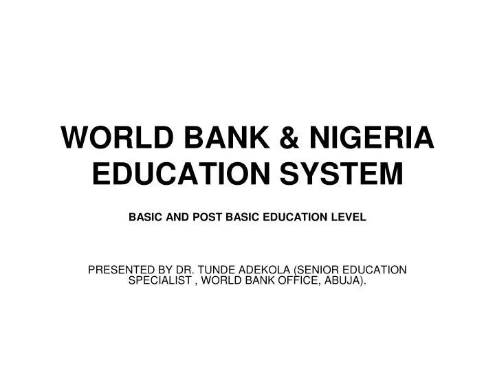world bank nigeria education system
