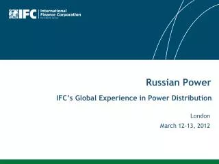 IFC’s Global Experience in Power Distribution