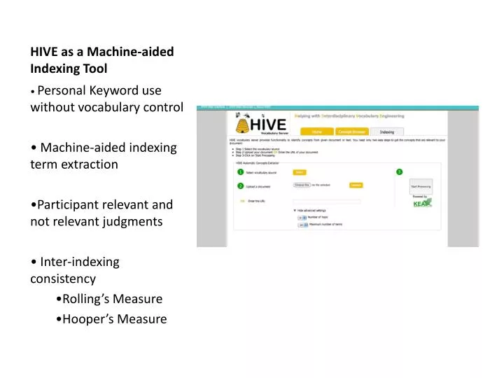 hive as a machine aided indexing tool