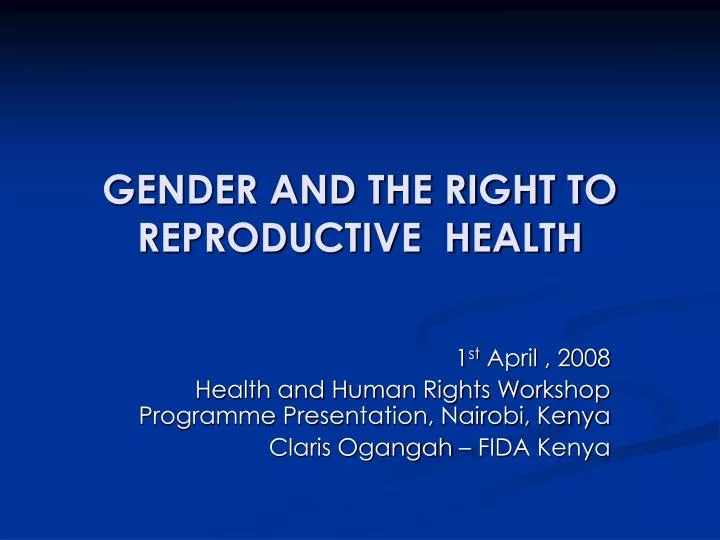 gender and the right to reproductive health